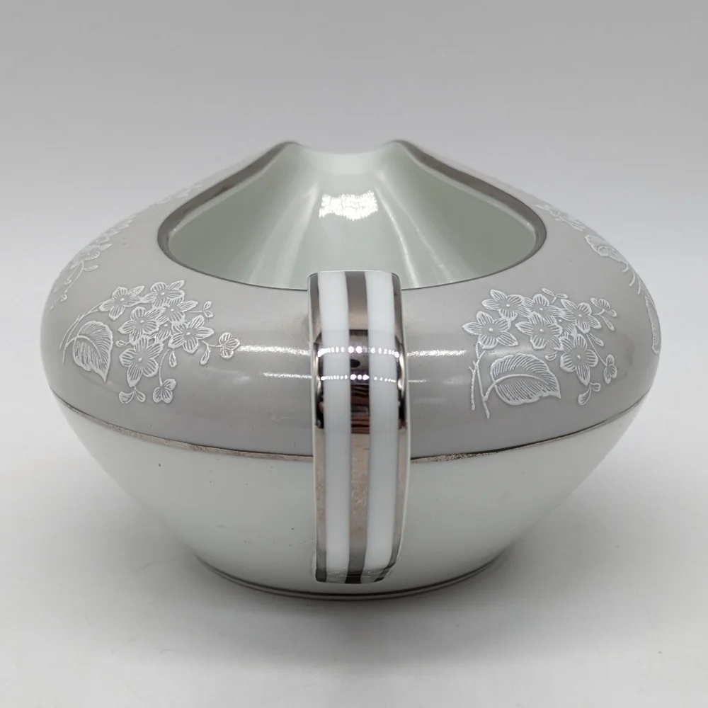 Noritake Sabrina White Grey Silver Floral Ceramic Creamer